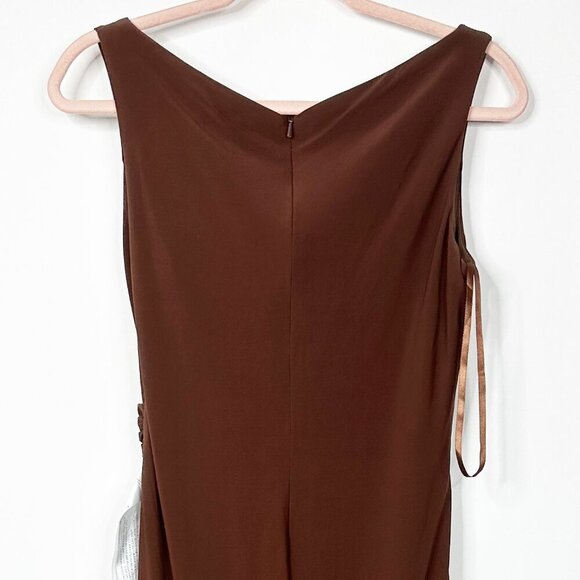 NWT Ieena for Mac Duggal Sleeveless Evening Slit Maxi Dress 8 Chocolate #8067 - Picture 6 of 10